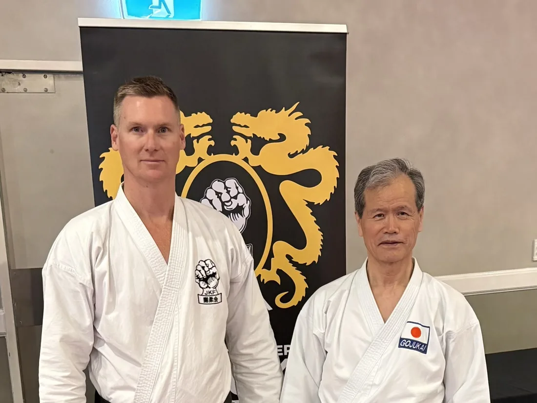 Sensei Sam Seigers with a senior JKF Gojukai instructor at a Seiwakai seminar